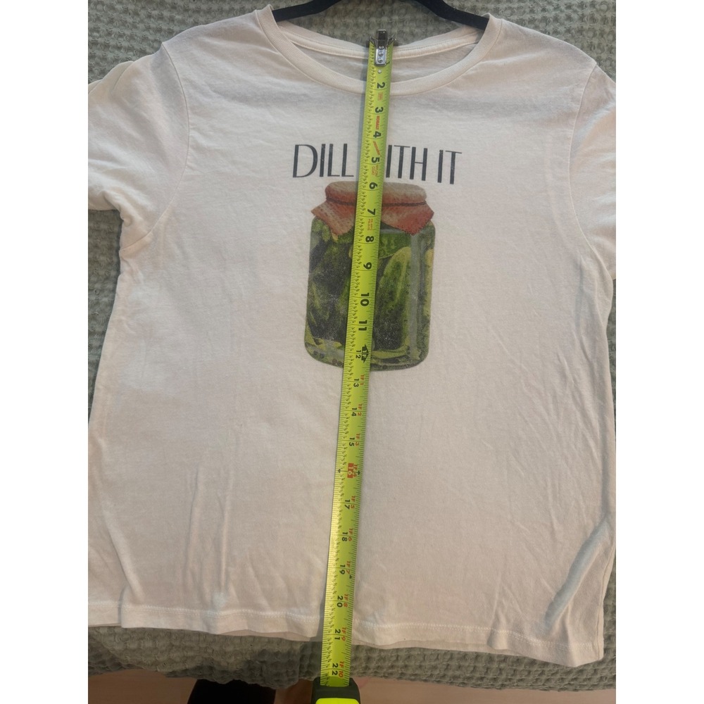 Golden Hour Womens Dill With It Pickle Graphic Tee Cream Cotton T-Shirt Large - Picture 9 of 9